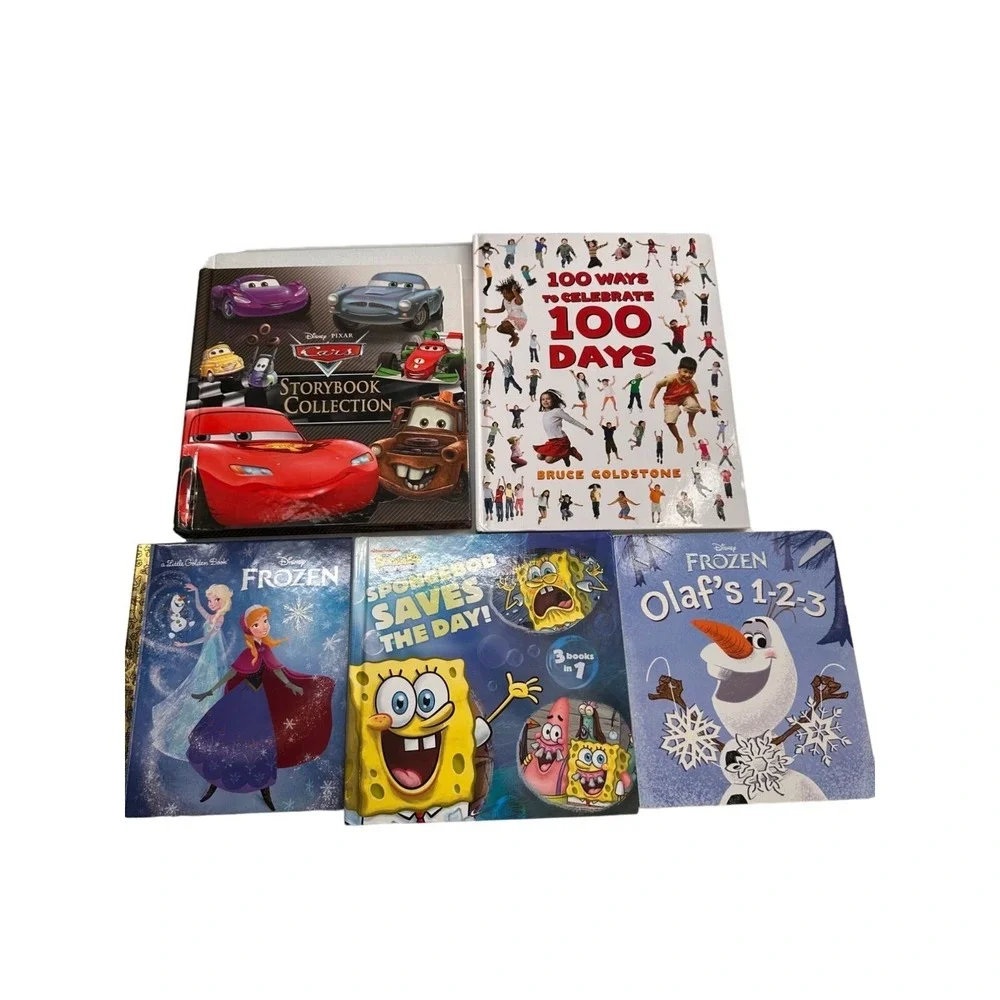 Lot of 5‎ Childrens Book Bundle Storybook Collection Disney SpongeBob Cars